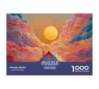 Clean Lines Pink House Illustration 1000 Pièces Carton Premium Lot de Puzzles Bold Color Urban Anti-Stress Jeu Créatif Puzzles As Birthday Gifts 52x38cm/1000pcs