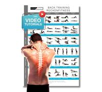 CLEAN SPORTS® Affiche pour le dos - 36 exercices du dos et 12 entraînements - Avec instructions vidéo QR - Entraînement du dos sans appareils, bureau et salle de sport - Renforcement du dos et