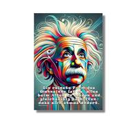 CLEAN SPORTS Albert Einstein Poster DIN A2 - Tableau mural coloré avec citation - Décoration murale inspirante - Parfait pour le bureau, le salon et le bureau (DinA2)