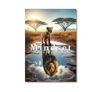 CLEAN SPORTS® Mindset is everything Poster de motivation Motif lion de bébé se voit comme un lion adulte dans le miroir - Image motivante pour le bureau, le sport et votre succès - Sans cadre (format