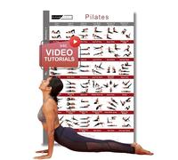 CLEAN SPORTS Poster de Pilates DIN A1 - 36 exercices pour le ventre, le dos et le cœur - Entraînement complet du corps à la maison - Avec instructions vidéo incluses