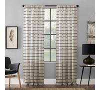 Clean Window Rideau Anti-poussière, Anti-allergie/Animal de Compagnie, Tissu Noir/Lin, 132,1 cm de Large x 241,3 cm de Long (Lot de 1)
