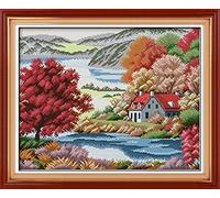 Cleana Arts Kit de broderie au point de croix, patrie en érable rouge, 14 ct 2 brins, 46 cm × 38 cm