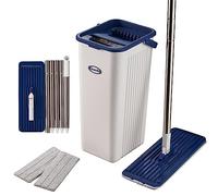CleanAid Formosa 2 Kit Balai et Seau, Tête 360°, Manche INOX | Manche 155cm réglable, seau compact 4,5L, 2 lingettes microfibre