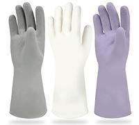 Cleanbear Gants en caoutchouc sans odeur réutilisables sans latex pour la vaisselle et le nettoyage de la maison, 3 paires de gants de nettoyage avec 3 couleurs pour différentes façons