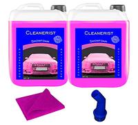 Cleanerist 2 x 5 litres Snowfoam Rose I Concentré | Shampooing auto également pour caravane & caravane | Lavage de voiture I Mousse active I avec bec verseur & chiffon microfibre