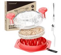 Cleangor Broyeur de Poulet, Hachoir Manuel avec Poignée Ergonomique et Couvercle Transparent, Lavable au Lave-Vaisselle, Ensemble de Hachage pour Poulet et Porc avec Brosse et Fourchette (1, Rouge)