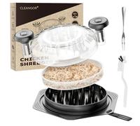 Cleangor Broyeur de Poulet, Hachoir Manuel avec Poignée Ergonomique et Couvercle Transparent, Lavable au Lave-Vaisselle, Ensemble de Hachage pour Poulet et Porc avec Brosse et Fourchette(1, Noir)