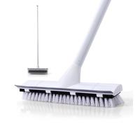 CLEANHOME Brosse à récurer pour sol avec poignée, poils durs et denses pour nettoyer les fentes du carrelage, les sols durs, la raclette en caoutchouc, la tige de fer segmentée - jusqu'à 127 cm de