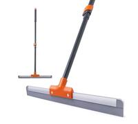 CLEANHOME Raclette à eau - Raclette de sol - Avec manche télescopique - 112-138 cm - En silicone (orange et gris)