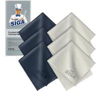 Cleaning Cloths,Pack of 6,Microfibre Choice for Lenses,Glasses,Screens,Tablets,Glass,6 x 7 Inches (15 x 18 cm),Navy/Grey