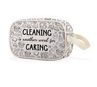 Cleaning is Another Word for Caring Trousse de maquillage transparente Cadeau d'équipe de nettoyage, Nettoyage Cbag UE, Multifonctionnel