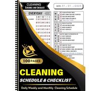 Cleaning Schedule and Checklist: Daily Weekly and Monthly Household Cleaning Planner for Adults, Women, Men, Elderly ( 100 Pages "8.5X11" Inches )