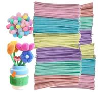 Cleanistes de tuyaux colorés, nettoyeurs de tuyaux pour l'artisanat,200x bâtons flous avec 20x boules de cheveux | Stick torsion, projets faits à la main décorations pour les et les adultes
