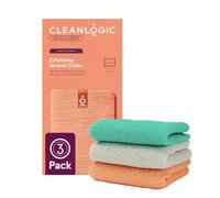 Cleanlogic Bath and Body Tissus exfoliants extensibles, bande exfoliante réutilisable pour le corps et le dos pour éliminer les cellules de peau sèche, exfoliant doux pour le corps, lot de 3