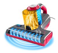CLEANmaxx Aspirateur à acariens rotatif avec lumière UV-C et filtre HEPA pour les personnes allergiques, aspirateur à main pour matelas, ultrasons et chaleur, détruit 99 % de tous les acariens