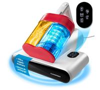 CLEANmaxx Aspirateur d'acariens Rotation - élimine 99,9 % des acariens - avec lumière UV-C - rouge/blanc