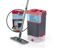 CLEANmaxx Comfort Mop DuoTank - Serpillière avec réservoirs Amovibles, serpillère avec Eau fraîche et Sale séparée 100 % hygiénique | Zones Wash & Dry | Manche de 132 cm avec 2 Chiffons en Microfibre