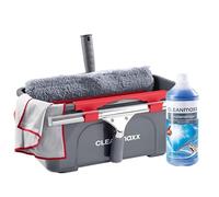 CLEANmaxx Kit de Nettoyage Professionnel pour vitres 13 pièces avec raclette - pour Maison, Voiture et Autres | avec raclette pour vitres, Seau, concentré, Chiffon en Microfibre, etc.