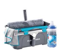 CLEANmaxx Kit de nettoyage professionnel pour vitres 13 pièces | Kit de nettoyage professionnel pour vitres avec raclette - Pour la maison, la voiture, etc. | Avec raclette pour vitres, seau