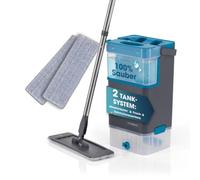 CLEANmaxx Lot de 2 serpillières confortables DuoTank + serpillère de rechange - Serpillière avec réservoirs amovibles, serpillère avec eau fraîche et sale séparée 100 % hygiénique - Zones de lavage et