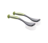 CleanPEAK Lot de 2 brosses à vaisselle debout avec ventouse, poignée souple et poils anti-rayures - Gris/vert
