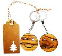 CleanPrince 2 Pièce Set Porte-Clefs Smiley Emoji Sourire avec Pendentif
