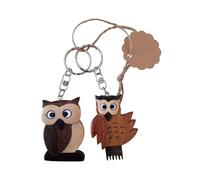 CleanPrince 2 Pièce Set XL Porte-Clefs (6 X 4,5 cm) Hibou Chouette Pendentif en Bois des Bijoux Oiseaux Partenaire Dirdnl Oktoberfest