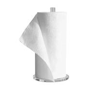 Clear Acrylic Paper Towel Holder Stand - Modern Countertop Kitchen Roll Dispenser - Weighted Non-Slip Base for Stability - Vertical Napkin & Tissue Storage for Bathroom, Office & RV - Transparent