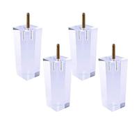 Clear Acrylic Square Meubles Jambes Ensemble de 4 Pieds de Remplacement de Bricolage pour la bibliothèque Tableau de Table Basse Tabouret Bar Sofa Modern Coup de Placard Pantes de Chaise