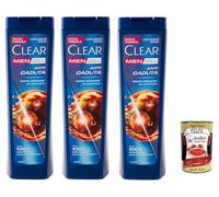 Clear ANTI CADUTA Men Shampooing pour cheveux faibles - Shampooing contre la chute de cheveux 3 x 225 ml + Italian Gourmet Polpa 400 g