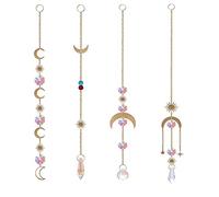Clear Attrape Soleil Cristal, 4 Pièces Cristal a Suspendre Prisme Pendentif, Attrape Soleil en Cristal, Pendentif Décoration en Cristal, Rideaux Décoratifs de Bureau à Domicile pour Voiture de Jardin