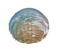 Clear Beach - Bonnet de douche imperméable extra large - Double couche de protection pour cheveux longs/bouclés - Réutilisable et facile à transporter.