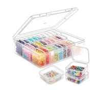 Clear Bead Organizer, Rectangle Storage Box, Craft Fixture with 30 Pieces, Jewelry Tool with Portable Utility, 2.17x2.17x0.79in DIY Accessory, Creative Organizer for Clay Beads Buttons Sequins Parts