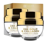 Clear Beauty Coffret hydratant jour et nuit à l'or 24 carats et au collagène - Crème hydratante anti-âge, ingrédients naturels, soins coréens sans cruauté, tous types de peau - Pack économique