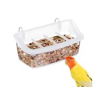 Clear Bird Cage Feeder - Spill Proof Dispenser Tray, Hook Hanging Bowl