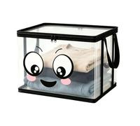 Clear Book Storage Box Large Organizer-Double Handle Portable Container, Shelf Desk Sorting Utility, Closet Dorm Multipurpose Bin, Transparent Household Collection Holder, Compact Space Saving Organiz