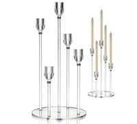 Clear Candle Holder,Transparent Taper Candle Holders Wedding Party Favors | Elegant Chic Decorative Table Centerpieces Decorative Easy Assembly Candlestick Holder for LED Candles