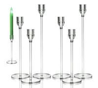 Clear Candle Holder,Transparent Taper Candle Holders Wedding Party Favors | Elegant Chic Decorative Table Centerpieces Decorative Easy Assembly Candlestick Holder for LED Candles