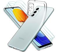 Clear Case For Samsung Galaxy M23 5g, With 3 Pieces Tempered Glass Screen Protector, Transparent Silicone Shockproof Protective Case, Slim Soft Tpu Bumper Cover