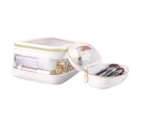 Clear Cosmetic Organizer - Transparent Makeup Bag Set for Travel | Large Capacity Zipper Pouch with Waterproof Material, Portable Toiletry Storage Perfect for Vacation Trip Beach, White, Black