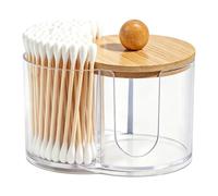 Clear Cotton Pad Storage Jar Double Compartment Bathroom Organizer