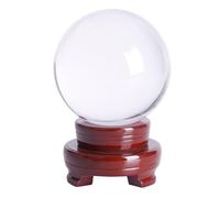 Clear Crystal Ball Figurine Glass Art for Room, Decorative Balls with Stand, FengShui Divination Spheres Magic for Photography,Family,16cm/6.3in