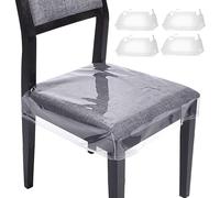 Clear Dining Room Chair Covers - 2cm Pvc Chair Protector, Waterproof Scratch Resistant Transparent Cushion | Easy-Clean Multi Size Cover for Kitchen Dining Use, Protector Seat Free from Cat and Dog Sc