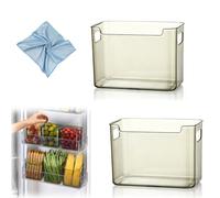 Clear Drawer Organiser, Multi-Purpose Clear Plastic Storage Bins, Fridge Pantry Under Sink Storage Containers for Kitchen Cabinet, Cupboard, Freezer & Home Organization and Storages (GREEN*2 L)