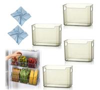 Clear Drawer Organiser, Multi-Purpose Clear Plastic Storage Bins, Fridge Pantry Under Sink Storage Containers for Kitchen Cabinet, Cupboard, Freezer & Home Organization and Storages (GREEN*4 L)