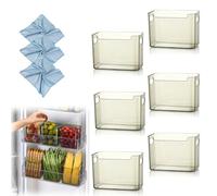 Clear Drawer Organiser, Multi-Purpose Clear Plastic Storage Bins, Fridge Pantry Under Sink Storage Containers for Kitchen Cabinet, Cupboard, Freezer & Home Organization and Storages (GREEN*6 L)