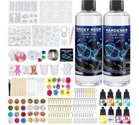 Clear Epoxy Resin 600 ml Starter Kit Complete Epoxy Resin Kit with Moulds Colouring Sequins for DIY Manufa RESINE DE LOISIR CREATIF
