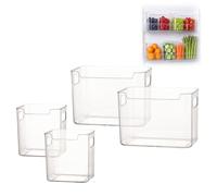 Clear Freezer Storage Bins, Refrigerator Organizers and Storage,Stackable Kitchen Freezer Organizer Bins with Handles for For Kitchen,Freezer,Cabinet (2PCS S+L)