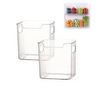 Clear Freezer Storage Bins, Refrigerator Organizers and Storage,Stackable Kitchen Freezer Organizer Bins with Handles for For Kitchen,Freezer,Cabinet (2 PCS S)
